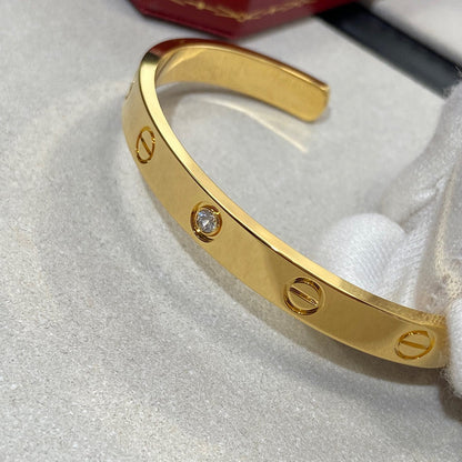 [Marin-Jewelry]LOVE BRACELET 6.1MM 1 DIAMOND OPEN CUFF