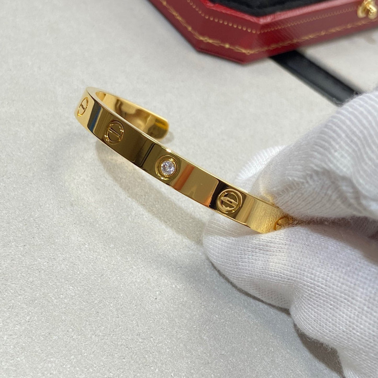 [Marin-Jewelry]LOVE BRACELET 6.1MM 1 DIAMOND OPEN CUFF