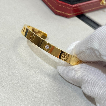 [Marin-Jewelry]LOVE BRACELET 6.1MM 1 DIAMOND OPEN CUFF