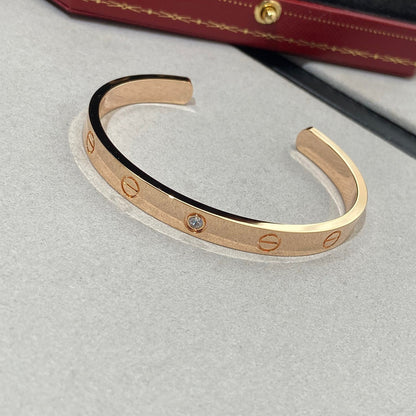 [Marin-Jewelry]LOVE BRACELET 6.1MM 1 DIAMOND OPEN CUFF