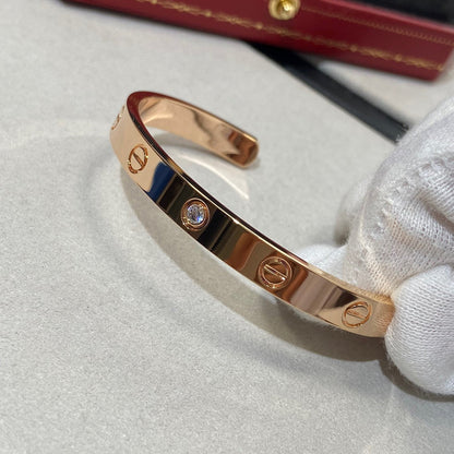 [Marin-Jewelry]LOVE BRACELET 6.1MM 1 DIAMOND OPEN CUFF