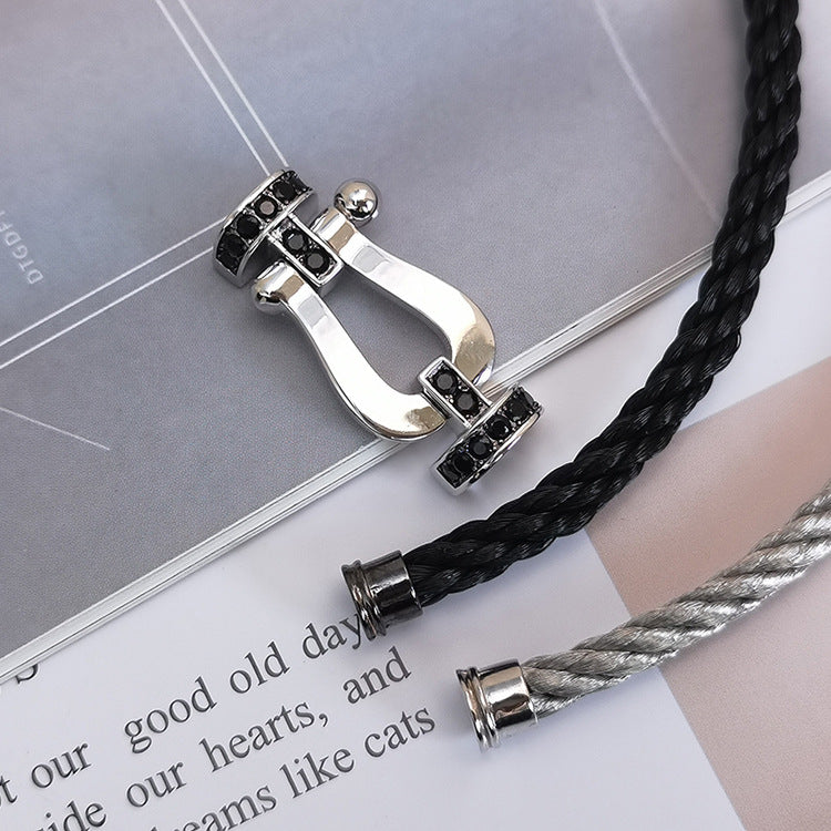 [Marin-Jewelry]FORCE LARGE HORSESHOE BLACK DIAMOND BRACELET SILVER
