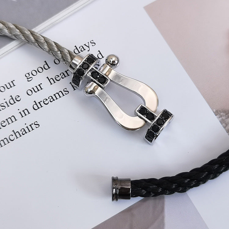 [Marin-Jewelry]FORCE LARGE HORSESHOE BLACK DIAMOND BRACELET SILVER