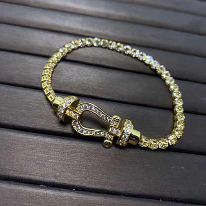 [Marin-Jewelry]FORCE  LARGE HORSESHOE FULL DIAMOND TENNIS BRACELET