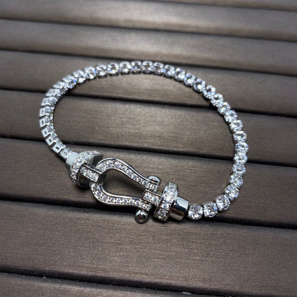 [Marin-Jewelry]FORCE  LARGE HORSESHOE FULL DIAMOND TENNIS BRACELET