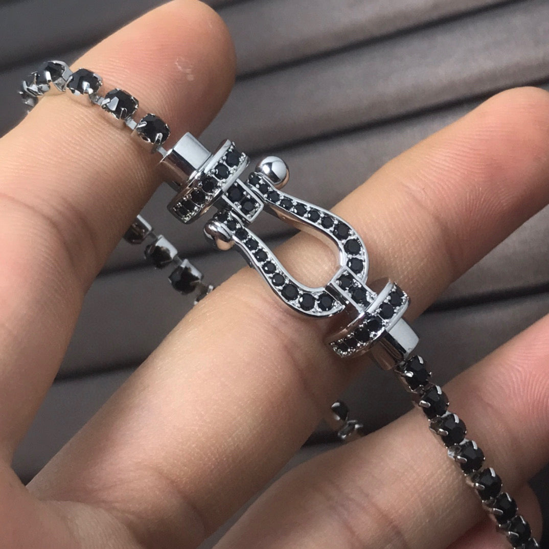 [Marin-Jewelry]FORCE  LARGE HORSESHOE FULL DIAMOND TENNIS BRACELET