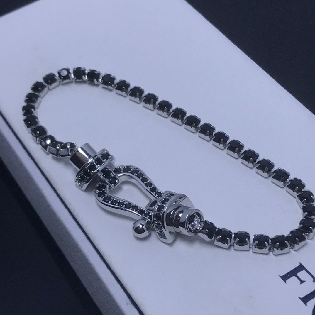[Marin-Jewelry]FORCE  LARGE HORSESHOE FULL DIAMOND TENNIS BRACELET