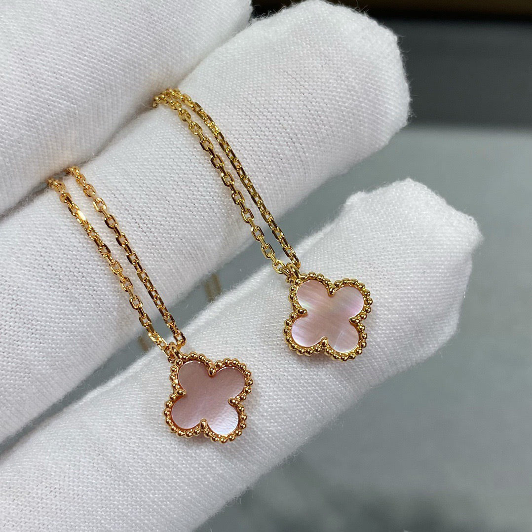 [Marin-Jewelry]CLOVER 15MM PINK MOTHER-OF-PEARL SINGLE FLOWER NECKLACE