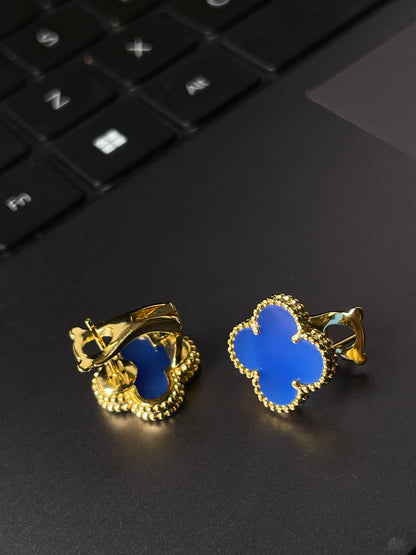 [Marin-Jewelry] CLOVER LARGE (20mm) 1 MOTIFS BLUE MOP STUD EARRINGS