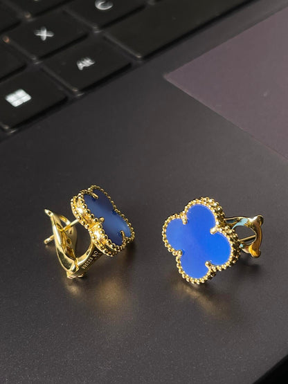 [Marin-Jewelry] CLOVER LARGE (20mm) 1 MOTIFS BLUE MOP STUD EARRINGS