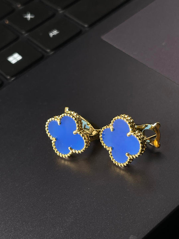 [Marin-Jewelry] TRÈFLE GRAND (20mm) 1 MOTIF NACRE BLEUE CLOUS D'OREILLES