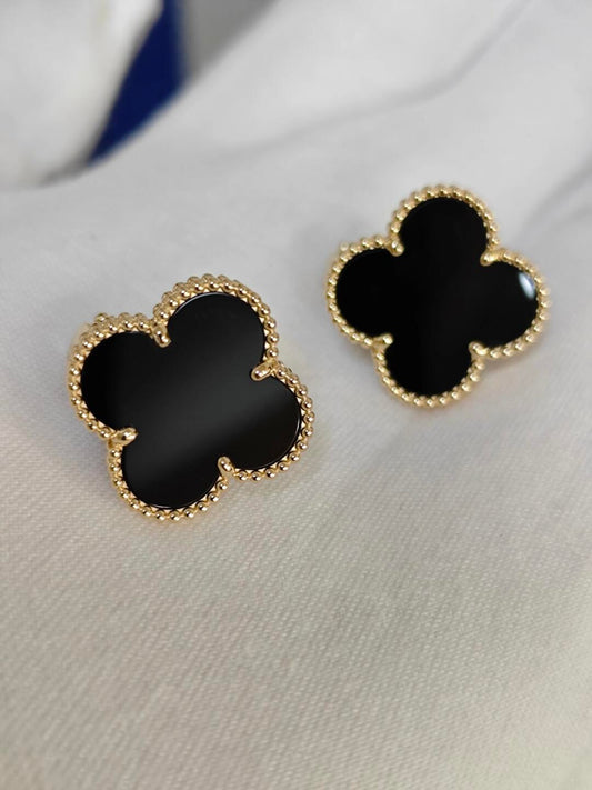 [Marin-Jewelry]CLOVER 20MM BLACK MOP EARRINGS