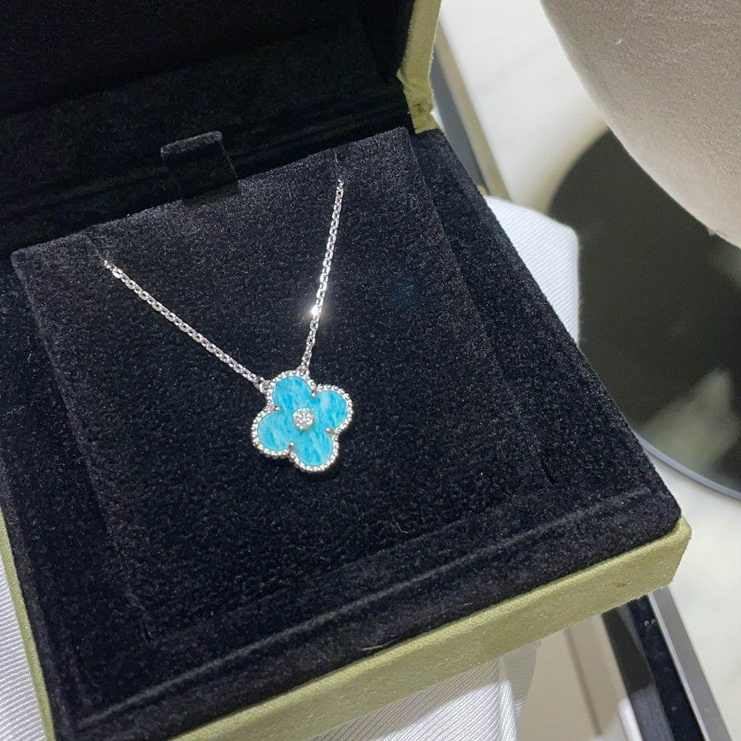 [Marin-Jewelry]CLOVER 15MM DIAMOND SVRES PORCELAIN  NECKLACE SILVER