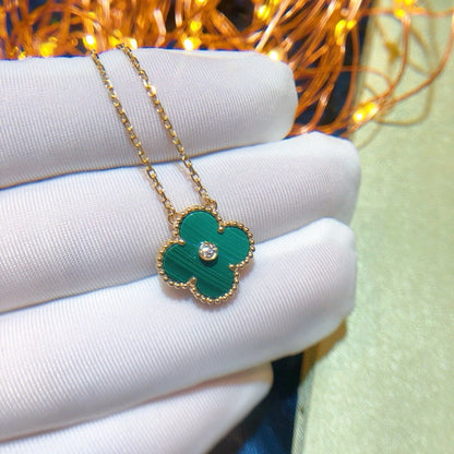 [Marin-Jewelry]CLOVER 15MM DIAMOND TURQUOISE NECKLACE