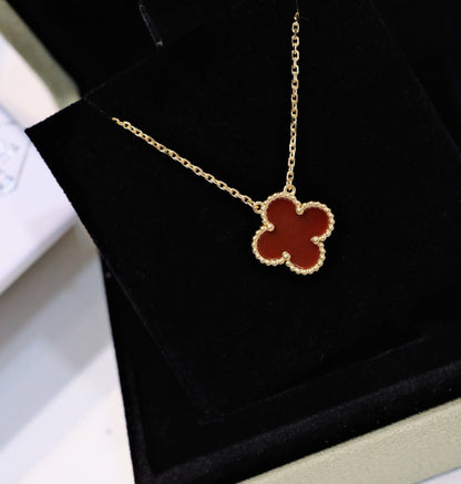 [Marin-Jewelry]CLOVER 15MM CARNELIAN SINGLE FLOWER NECKLACE