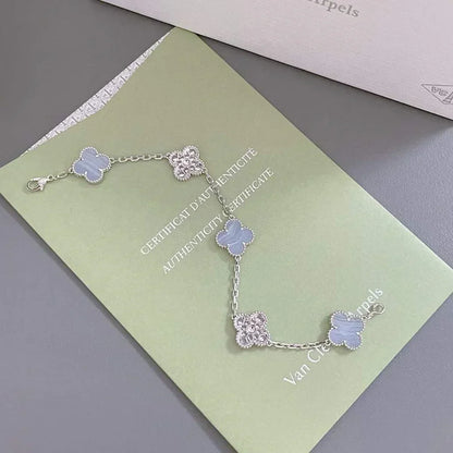 [Marin-Jewelry] CLOVER 5 MOTIF PURPLE CHALCEDONY BRACELET COLLECTION