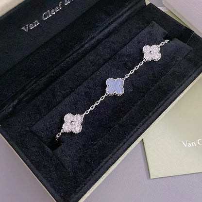 [Marin-Jewelry] CLOVER 5 MOTIF PURPLE CHALCEDONY BRACELET COLLECTION