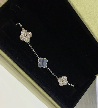 [Marin-Jewelry] CLOVER 5 MOTIF PURPLE CHALCEDONY BRACELET COLLECTION