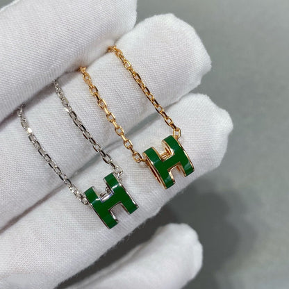 [Marin-Jewelry]POP H GREEN NECKLACE SILVER AND GOLD