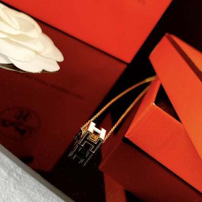 [Marin-Jewelry]H WHITE SQUARE GOLD NECKLACE