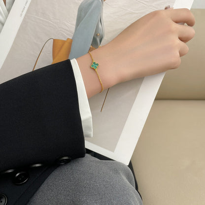[Marin-Jewelry]CLOVER BRACELET MALACHITE 1 MOTIF