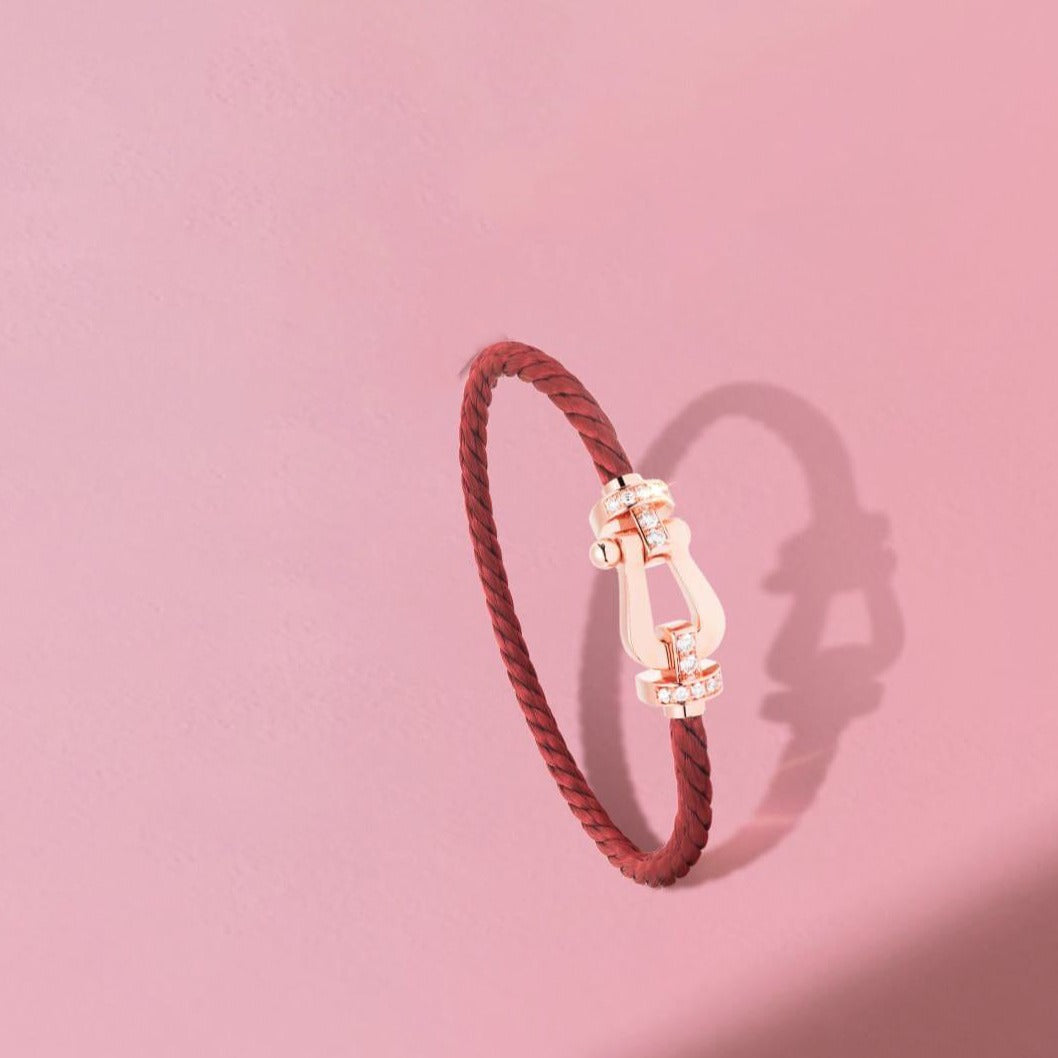 [Marin-Jewelry]FORCE 10 HALF DIAMOND PINK GOLD RED CORDERI LARGE AND MEDIUM MODEL