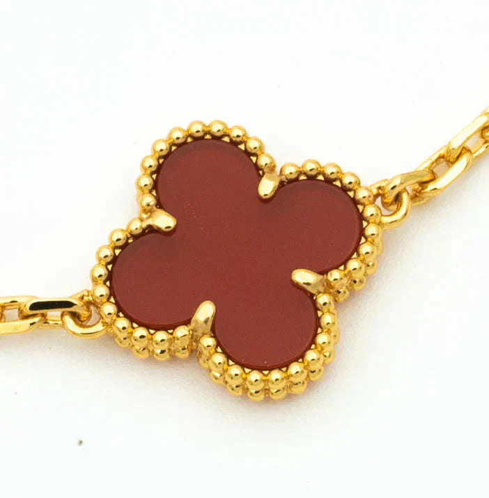 [Marin-Jewelry] CLOVER 5 MOTIF RED CORNELIAN BRACELET COLLECTION