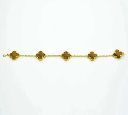 [Marin-Jewelry] CLOVER 5 MOTIFS TIGER EYE BRACELET COLLECTION