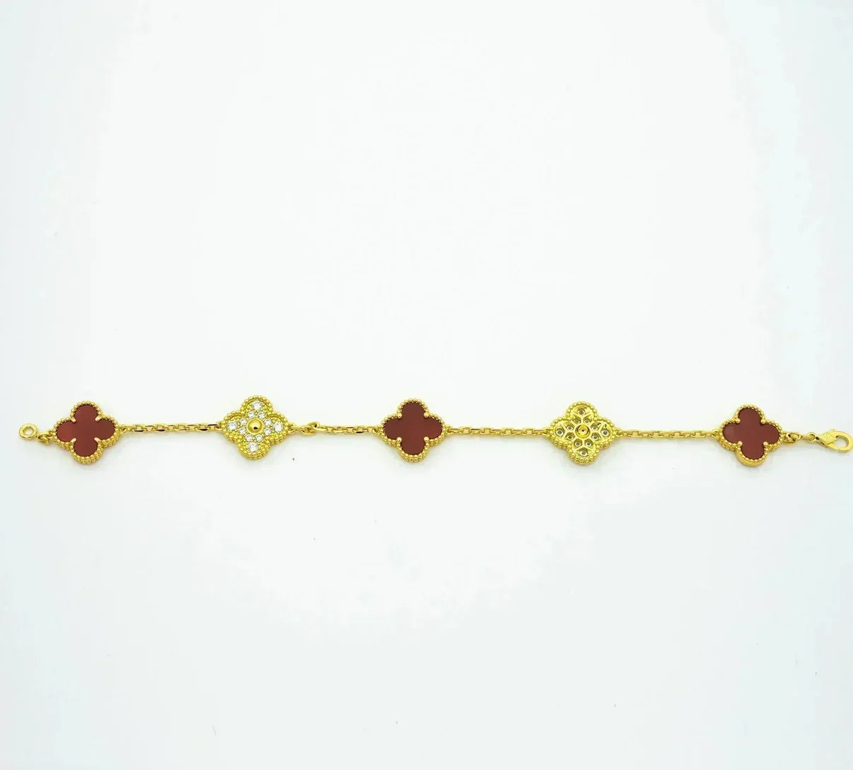 [Marin-Jewelry] CLOVER 5 MOTIF RED CORNELIAN BRACELET COLLECTION