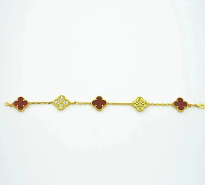 [Marin-Jewelry] CLOVER 5 MOTIF RED CORNELIAN BRACELET COLLECTION