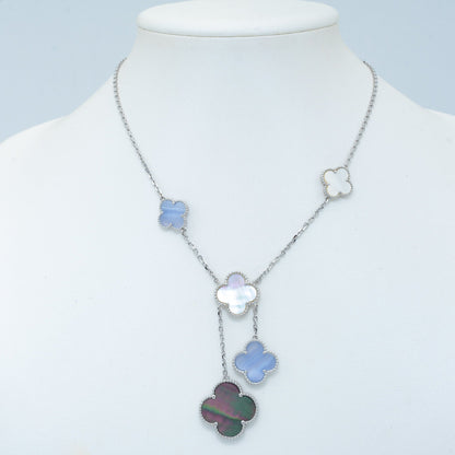 [Marin-Jewelry]CLOVER MOP CHALCEDONY NECKLACE SILVER 6 MOTIF