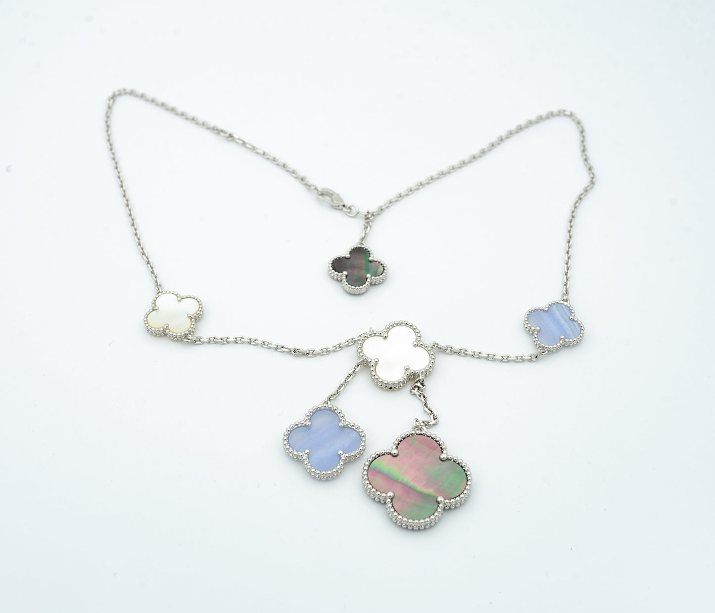 [Marin-Jewelry]CLOVER MOP CHALCEDONY NECKLACE SILVER 6 MOTIF