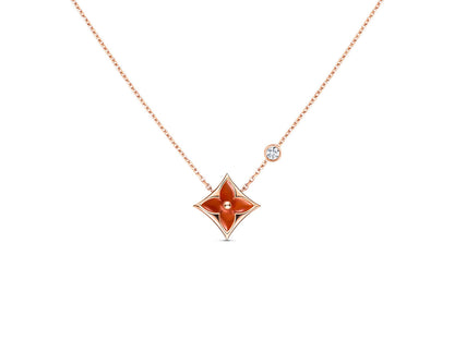 [Marin-Jewelry]STAR NECKLACE PINK GOLD 1 DIAMOND