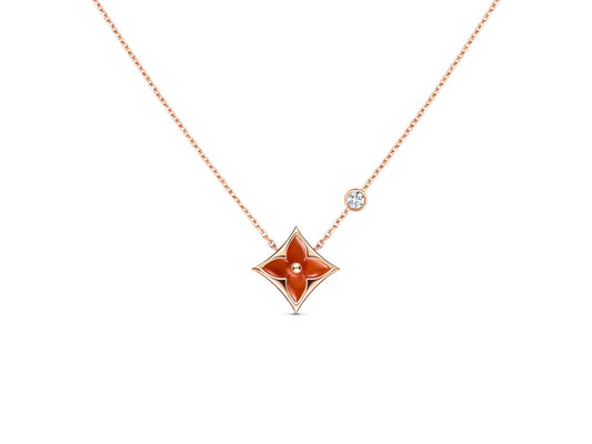[Marin-Jewelry]STAR NECKLACE PINK GOLD 1 DIAMOND