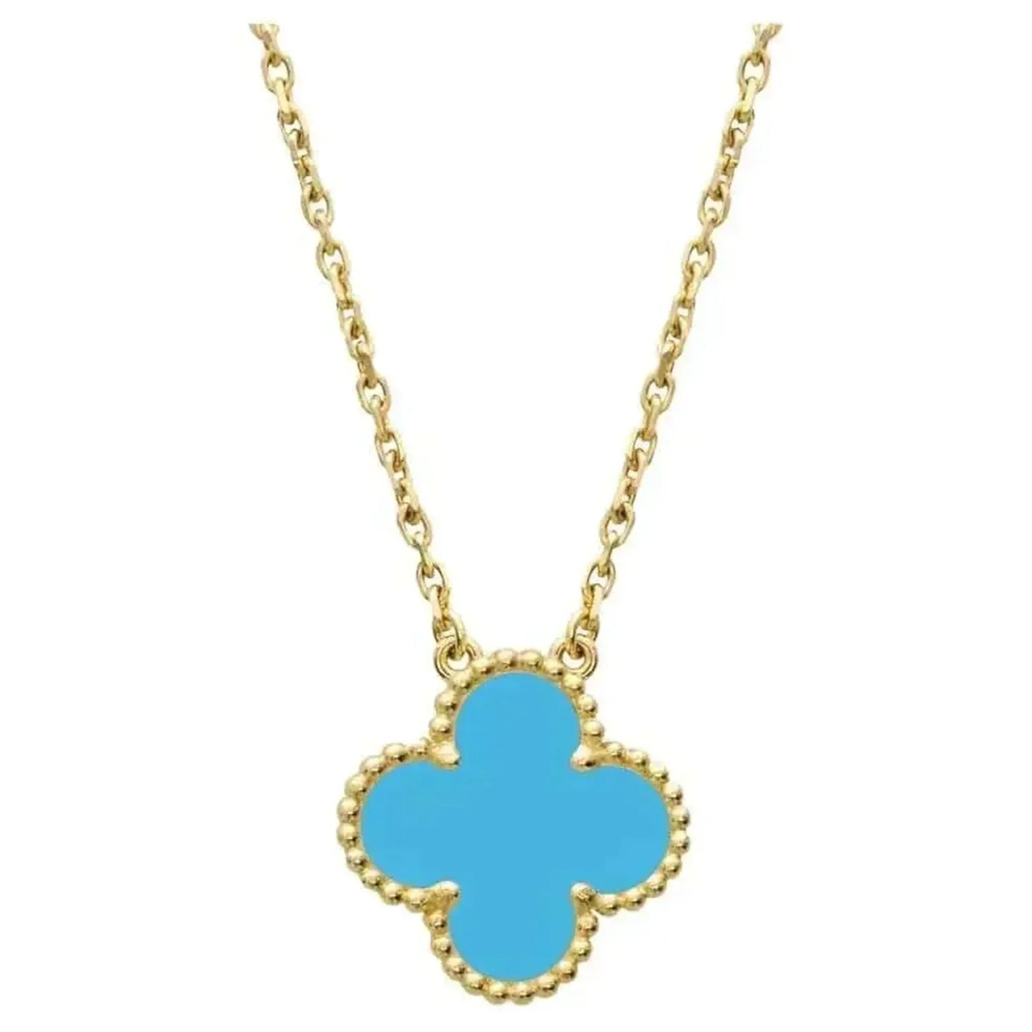 [Marin-Jewelry]CLOVER 15MM VINTAGE TURQUOISE NECKLACE