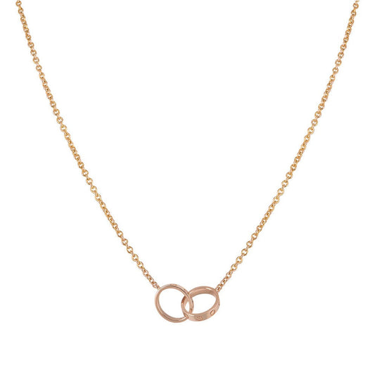 [Marin-Jewelry]LOVE NECKLACE DOUBLE RING PINK GOLD