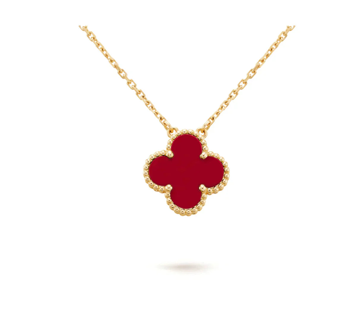 [Marin-Jewelry]CLOVER 15MM CARNELIAN SINGLE FLOWER NECKLACE