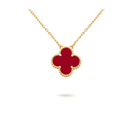 [Marin-Jewelry]CLOVER 15MM CARNELIAN SINGLE FLOWER NECKLACE