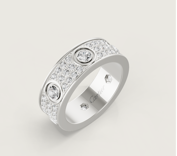 [Marin-Jewelry]LOVE RING 6.5MM Full Diamond, 6 Major Diamonds Silver