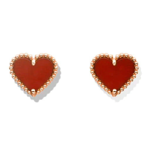 [Marin-Jewelry]HEART CARNELIAN STUD EARRINGS