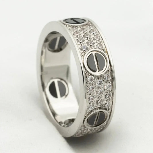 [Marin-Jewelry]LOVE RING 5.5MM DIAMONDS PAVED CERAMIC
