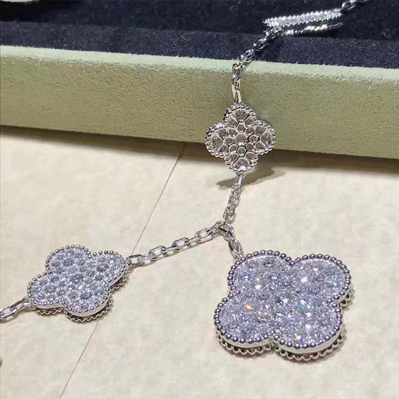 [Marin-Jewelry]CLOVER 6 MOTIFS SILVER DIAMOND BRACELET