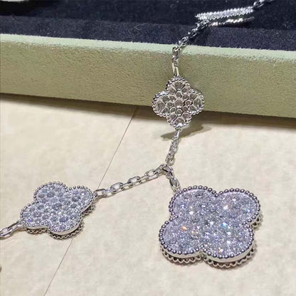 [Marin-Jewelry]CLOVER 6 MOTIFS SILVER DIAMOND BRACELET