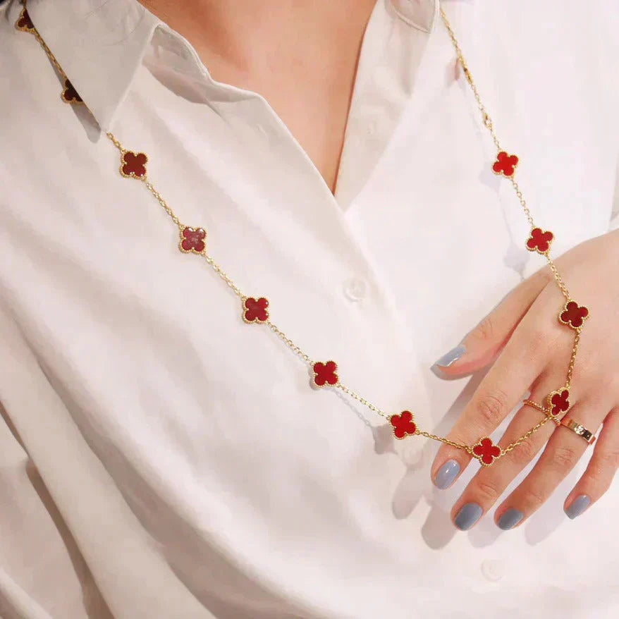 [Marin-Jewelry]CLOVER 20 MOTIFS CARNELIAN NECKLACE
