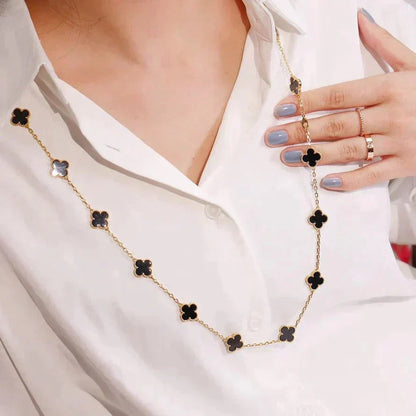 [Marin-Jewelry]CLOVER 20 MOTIFS ONYX NECKLACE