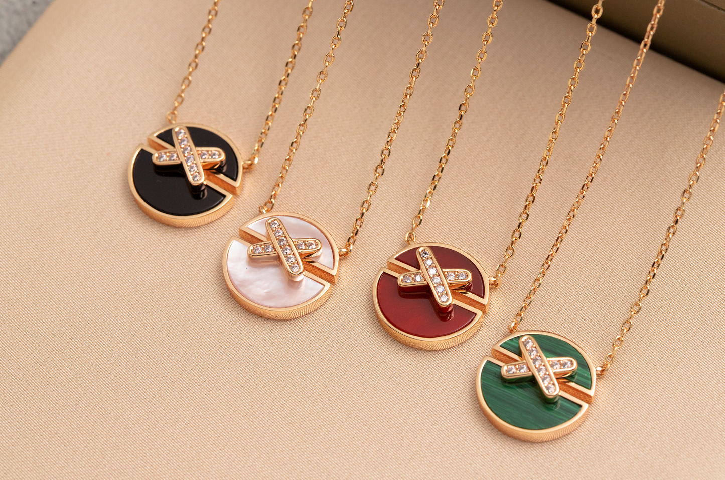 [Marin-Jewelry]JEUX DE PINK GOLD DIAMOND NECKLACE