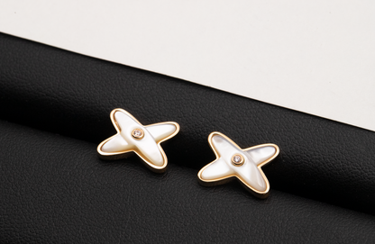 [Marin-Jewelry]JEUX DE WHITE MOP Marin-Jewelry GOLD DIAMOND EARRINGS