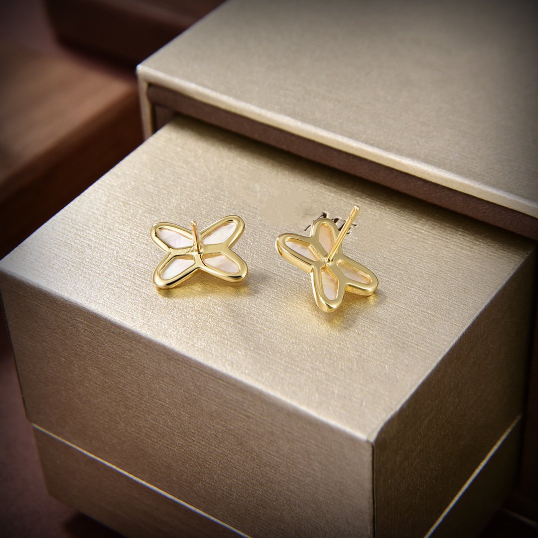 [Marin-Jewelry]JEUX DE WHITE MOP GOLD DIAMOND EARRINGS