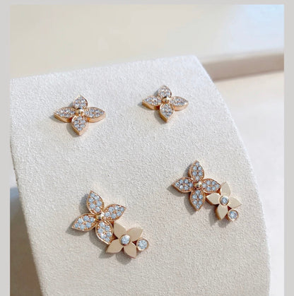 [Marin-Jewelry]STAR BLOSSOM STUD EARRINGS PINK GOLD DIAMONDS