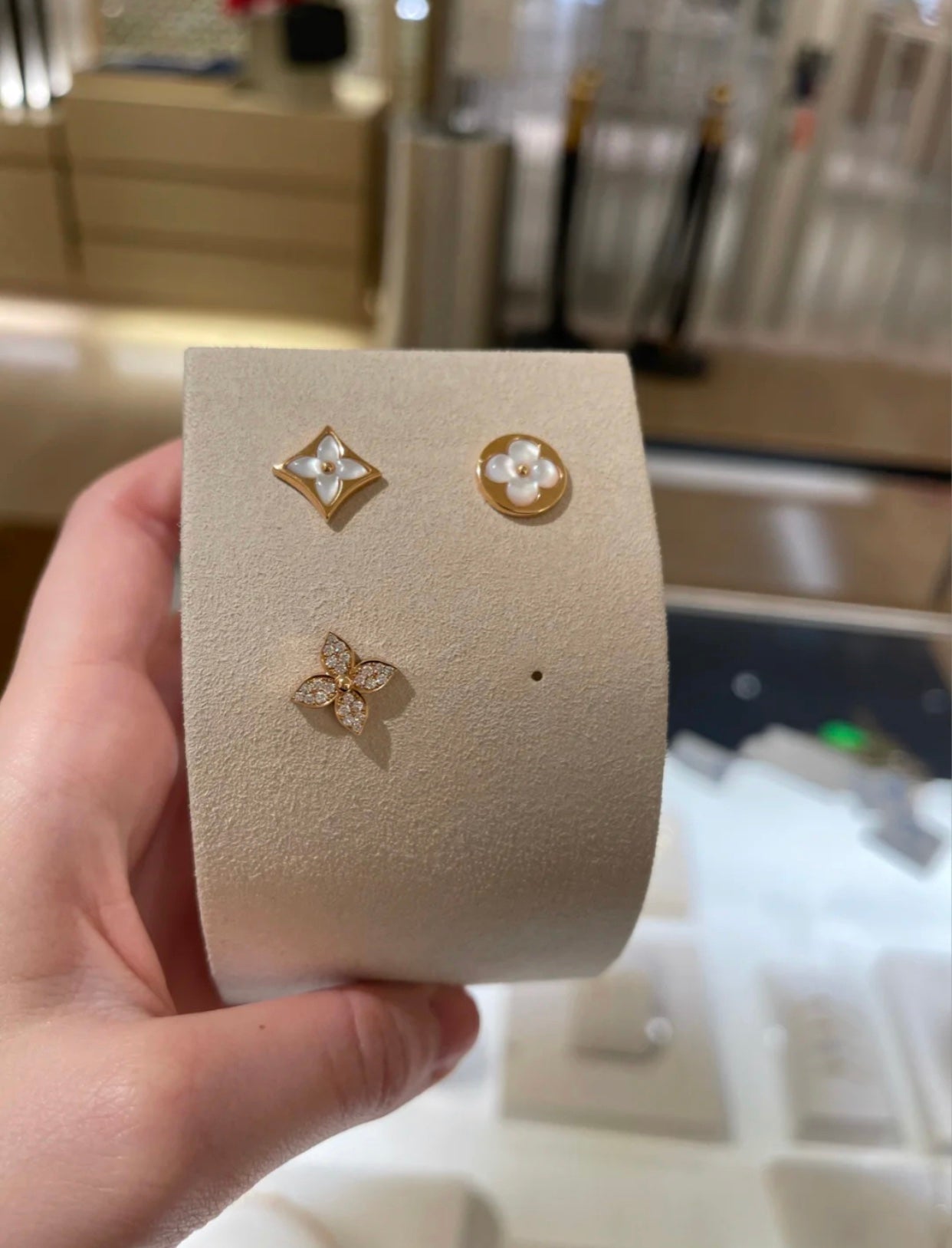 [Marin-Jewelry]STAR BLOSSOM STUD EARRINGS PINK GOLD DIAMONDS